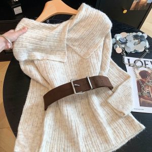 Women's Off-Shoulder Two-Way Chunky Knit Sweater 2026 Fall Winter