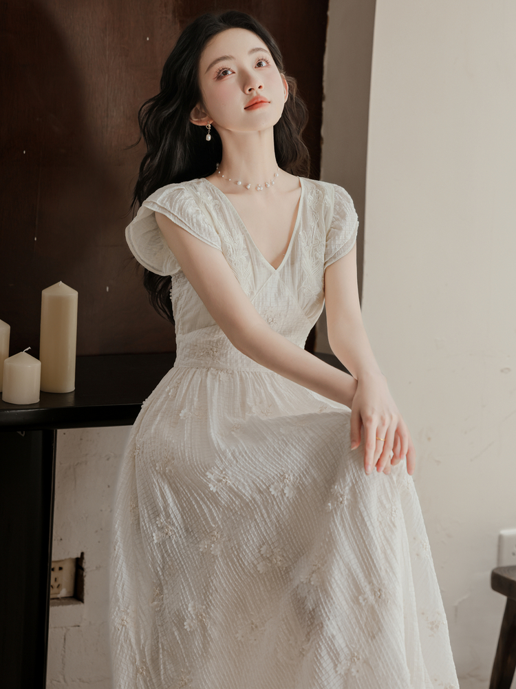 French Style Embroidered Two-Piece Long Dress Set - Style a7ad52