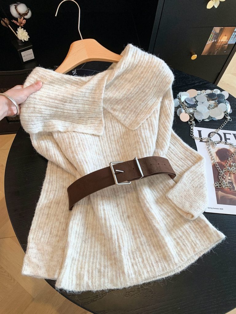 Women's Off-Shoulder Two-Way Chunky Knit Sweater 2026 Fall Winter