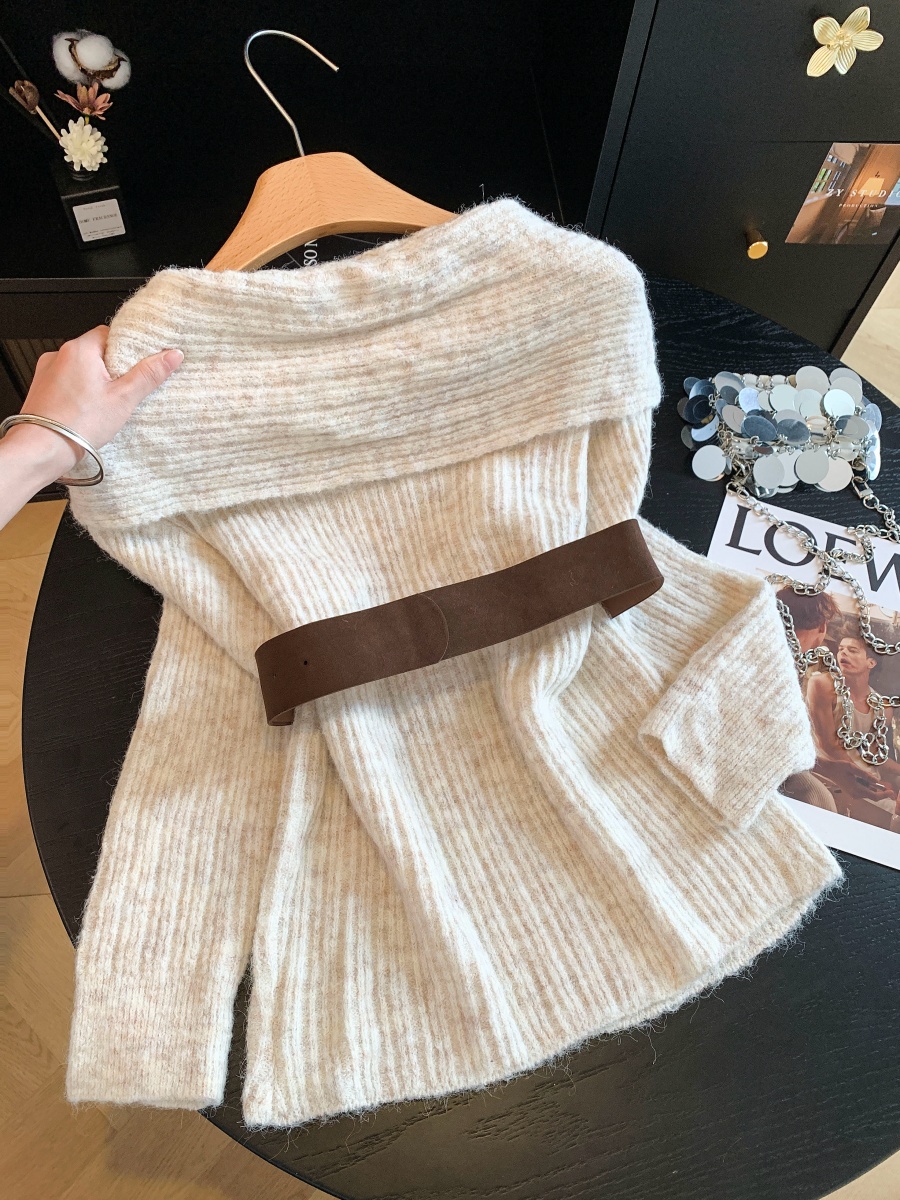 Women's Off-Shoulder Two-Way Chunky Knit Sweater 2026 Fall Winter - Image 2